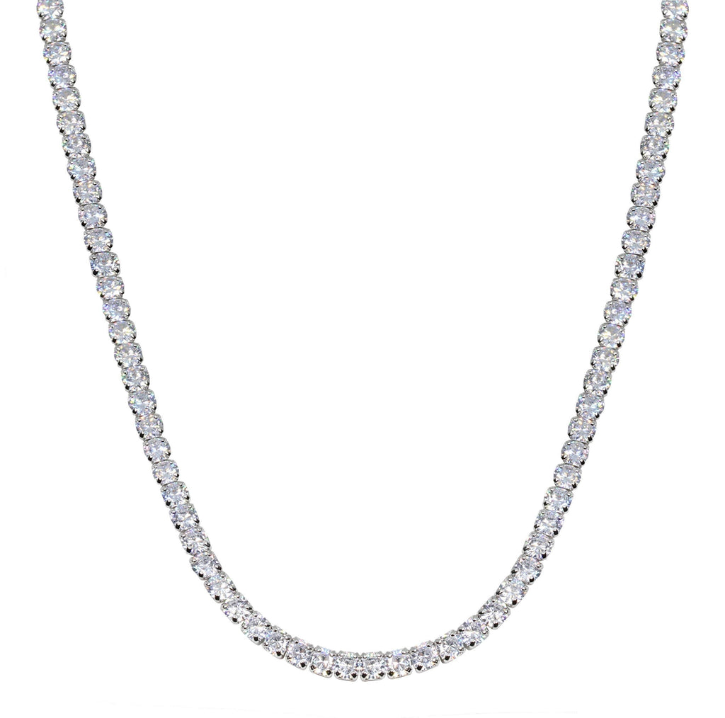 [Australia] - Savlano 18K Gold Plated Cubic Zirconia Round 4MM Classic Tennis 18 Inches Chain Necklace For Women, Girls & Men Comes With Savlano Gift Box White Gold 