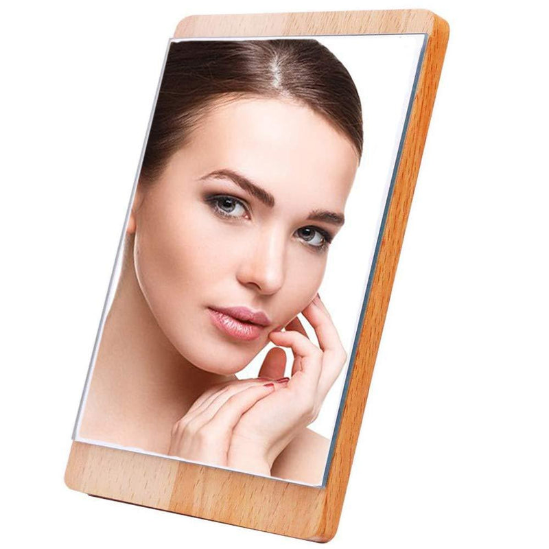 [Australia] - Solid Wood Vertical Desk Mirror - Mirror Makeup Vanity Portable Mirrors Table Cosmetic Adjustable Design Rustic Screen Standing Desk 