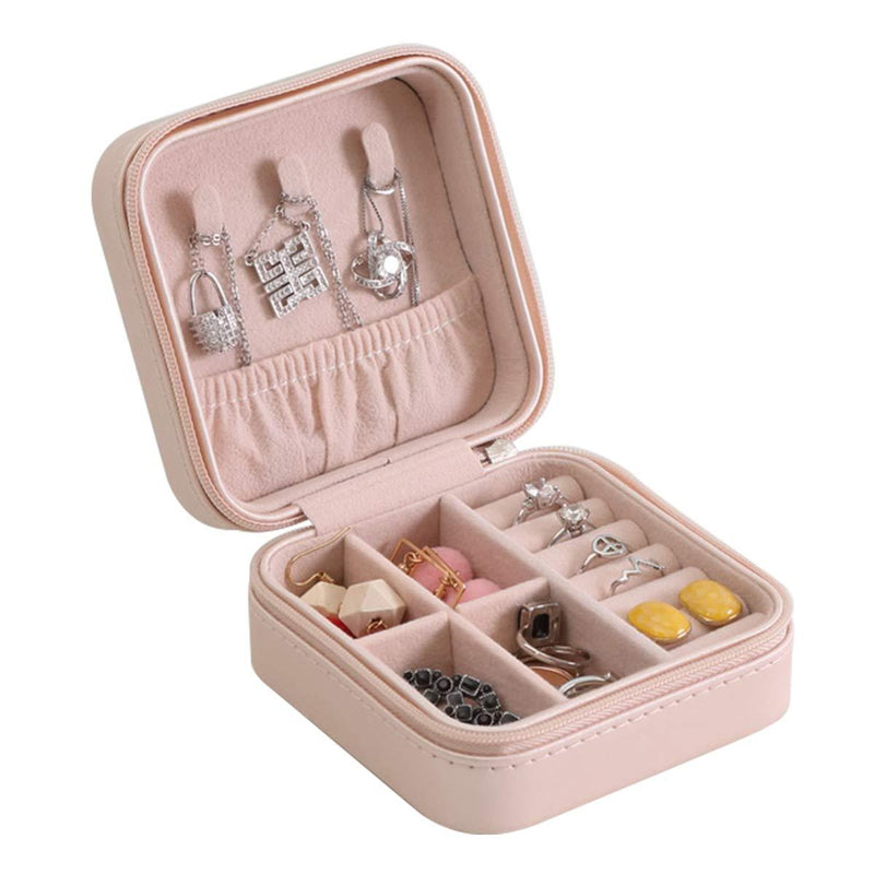 [Australia] - Casegrace Portable Travel Mini Jewelry Box Leather Jewellery Ring Organizer Case Storage Gift Box Girls Women Pink 