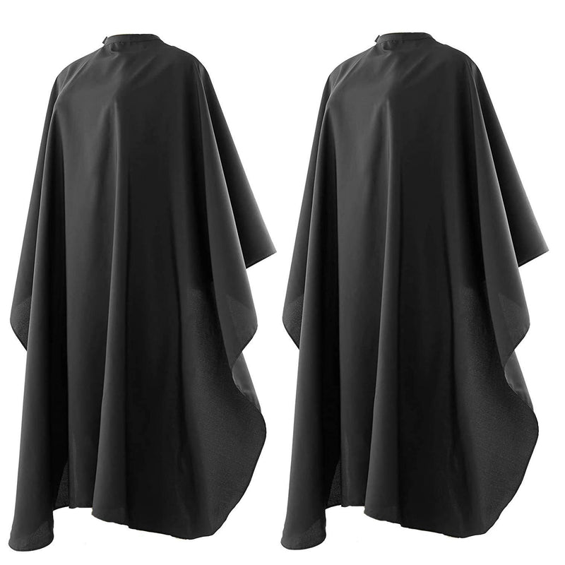 [Australia] - 2 Pack Nylon Waterproof Barber Styling Cape - Professional Salon Cape for Men, Unisex Black Hair Cutting Cape with Snap Closure, 59 47 inches Hairdresser Cape for Hair Cutting/Coloring/Perming 
