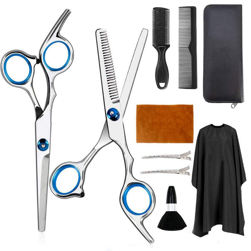 [Australia] - ZERIRA Hair Cutting Scissors Kit Professional 9 Pcs Hairdressing Scissors Kit, With Hair Cutting Scissors, Thinning Shears, Hair Razor Comb, Clips, shawl Haircut Kit, Suitable for Home, Salon, Barber 
