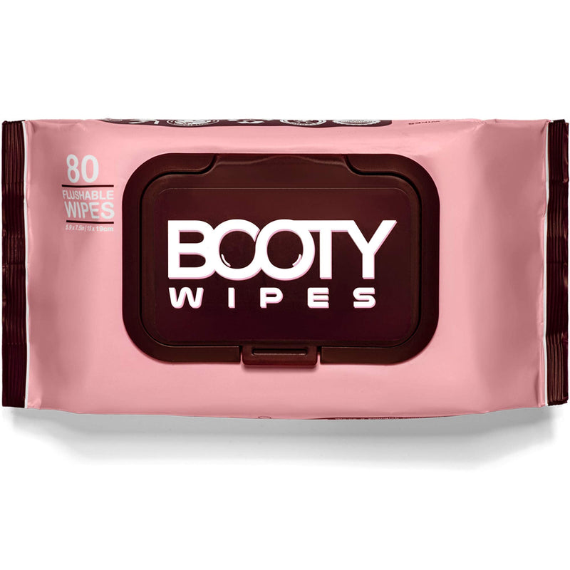 [Australia] - BOOTY WIPES for Women - 80 Flushable Wipes for Adults, Feminine Wet Wipes (80 Wipes Total - 1 Flip-Top Pack) pH Balanced, Infused with Vitamin-E & Aloe 