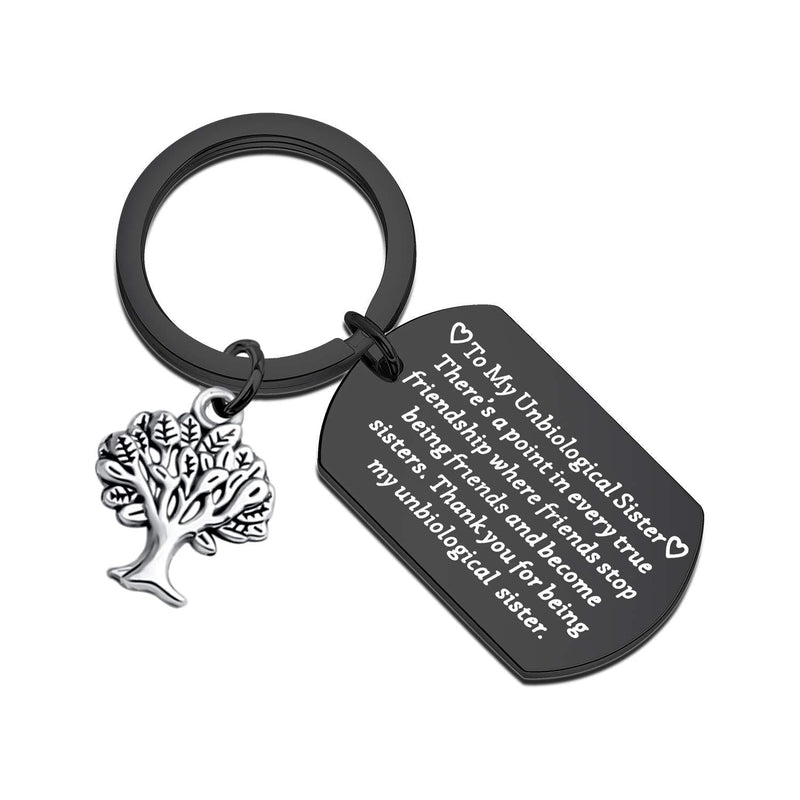 [Australia] - FUSTMW Unbiological Sister Gifts Thank You for Being My Unbiological Sister Keychain Friendship Jewelry Soul Sisters Gifts for BFF Unbiological Sister -Black 