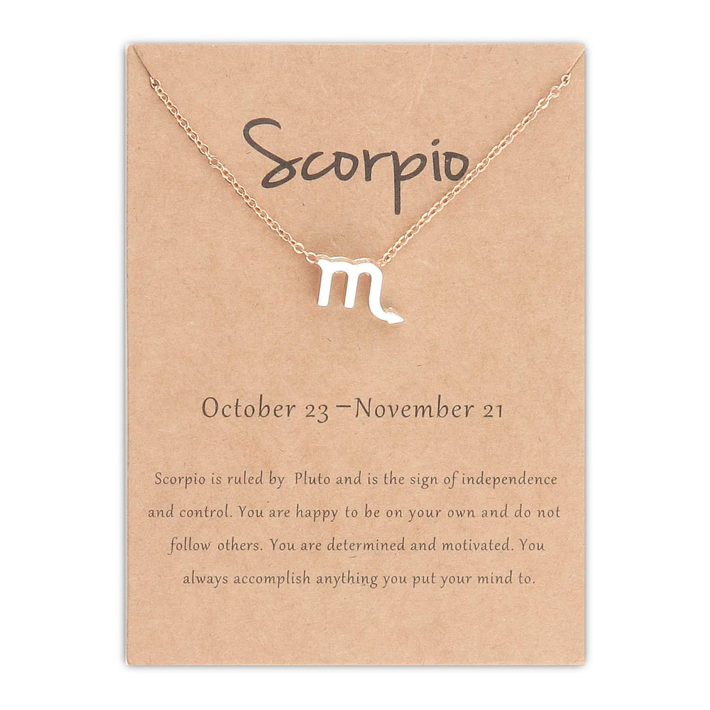 [Australia] - 12 Constellation Necklace for Women Zodiac Necklace for Teen Girls Boys Astrology Gold Tone Chain with Gold Message Card for Women Girls Birthday Gift Scorpio 