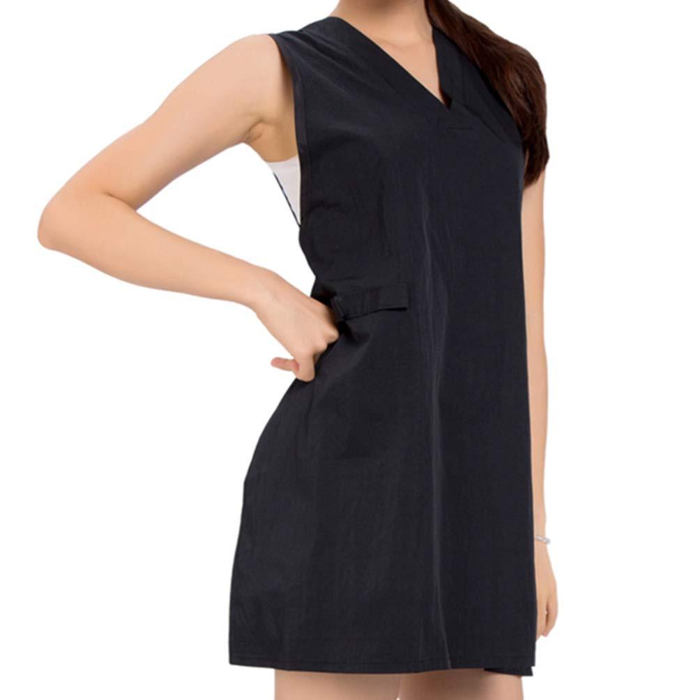 [Australia] - Lurrose Sleeveless Salon Smock Hair Stylist Apron Mesh Back V Neck Hair Salon Jacket Vest Barber Workwear Hairdresser Cape for Salon Shop 