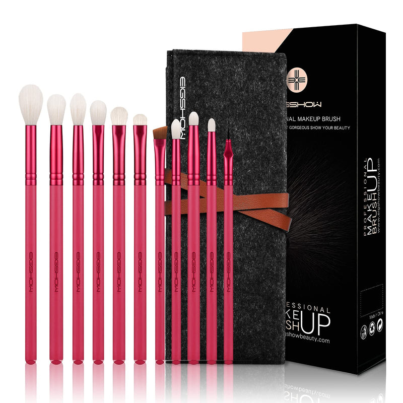 [Australia] - Makeup Eye Brush Set - Eyeshadow Eyeliner Blending Crease Kit - 11 Essential Makeup Brushes - Pencil, Shader, Tapered, Definer Professional Eyebrow Lip Make Up Tools (11pcs Set AGATE RED) 11pcs Set AGATE RED 