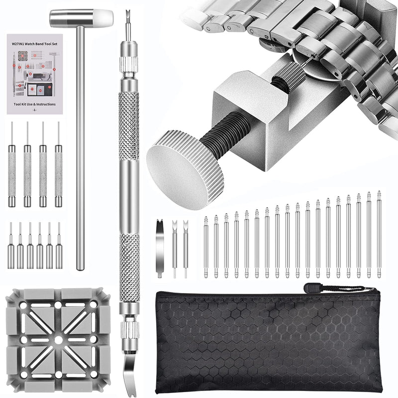 [Australia] - Watch Link Remover Tool Kit, Unamela Watch Strap Removal Tool Set, with 108 PCS Spring Bar and link remover tool, Suitable for Watch Bracelet Adjustment or Resizng - 27 IN 1 