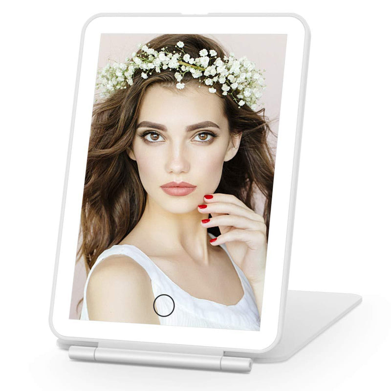 [Australia] - COSMIRROR Rechargeable Lighted Makeup Vanity Mirror with 3 Color Lighting, Light Up Makeup Mirror with 72 LED Lights and Touch Sensor Dimming, Portable Tabletop Cosmetic Mirror (White) White 