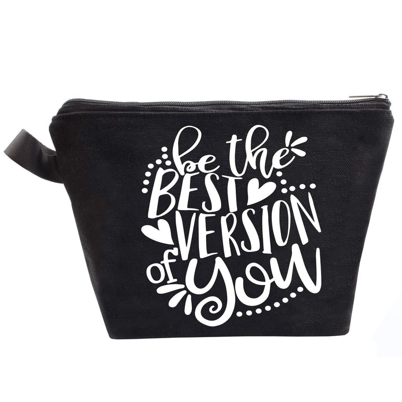 [Australia] - Be the Best Version of You, Inspirational Quote Makeup Bag, Funny Gifts for Women, Wife, Daughter, Sister, Aunt, Best Friends 