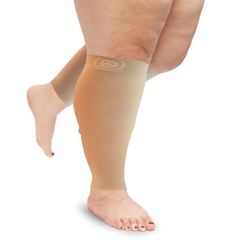 [Australia] - Dominion Active Plus Sized Compression Calf Sleeves for Wide Calf XXX-Large Nude 