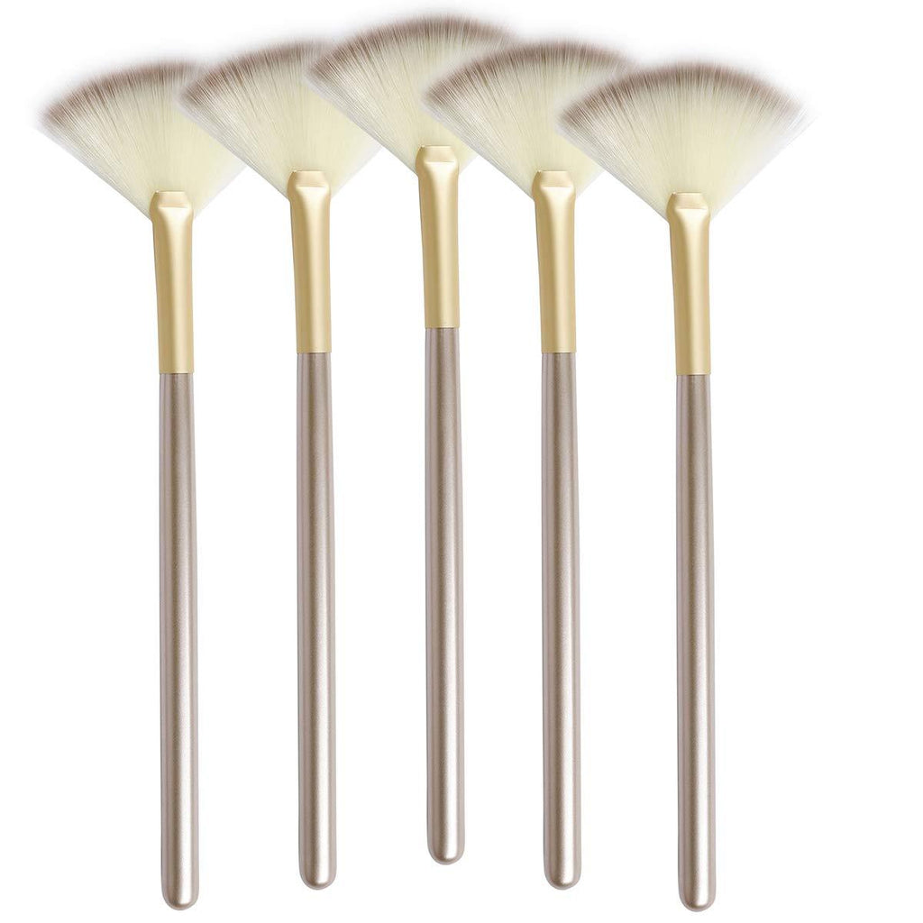 [Australia] - Slim Soft Facial Fan Brush,Makeup Cosmetic Multi Use, Mask Acid Applicator for Glycolic Peel Masques,Chemical Peel Brush,Pack of 5 