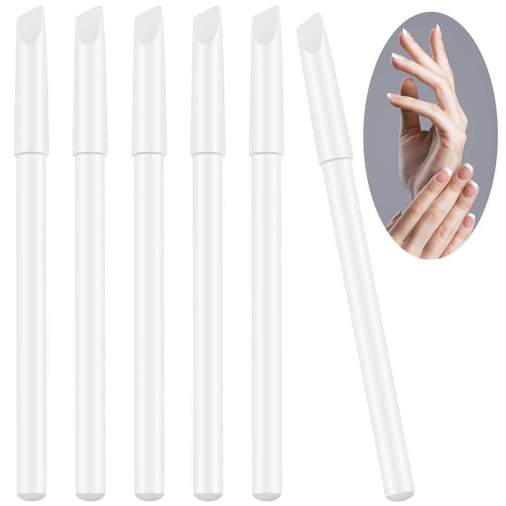 [Australia] - 6 Pieces White Nail Pencils 2-In-1 Nail Whitening Pencils with Cuticle Pusher for French Manicure Supplies 