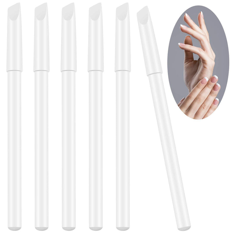 [Australia] - 6 Pieces White Nail Pencils 2-In-1 Nail Whitening Pencils with Cuticle Pusher for French Manicure Supplies 