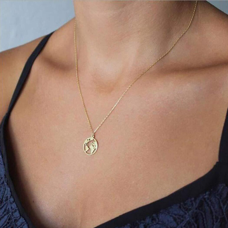 [Australia] - Adflyco Boho Coin Necklace Gold Map Pendant Necklaces Chain Jewelry Adjustable for Women and Girls 