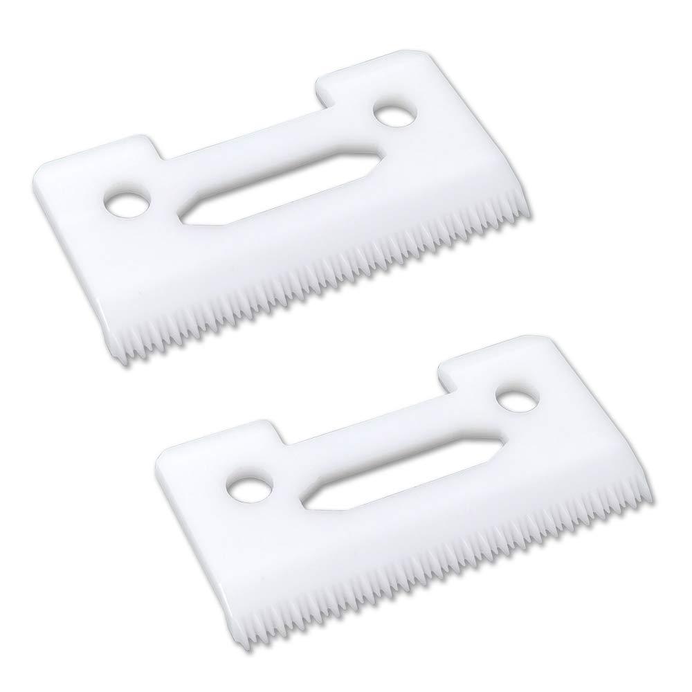 [Australia] - Professional Stagger-Tooth Clipper Replacement ceramic Blades 2-Hole #2161 - Compatible with 5 Star Senior Cordless Wahl Magic Clip (white x 2) white x 2 