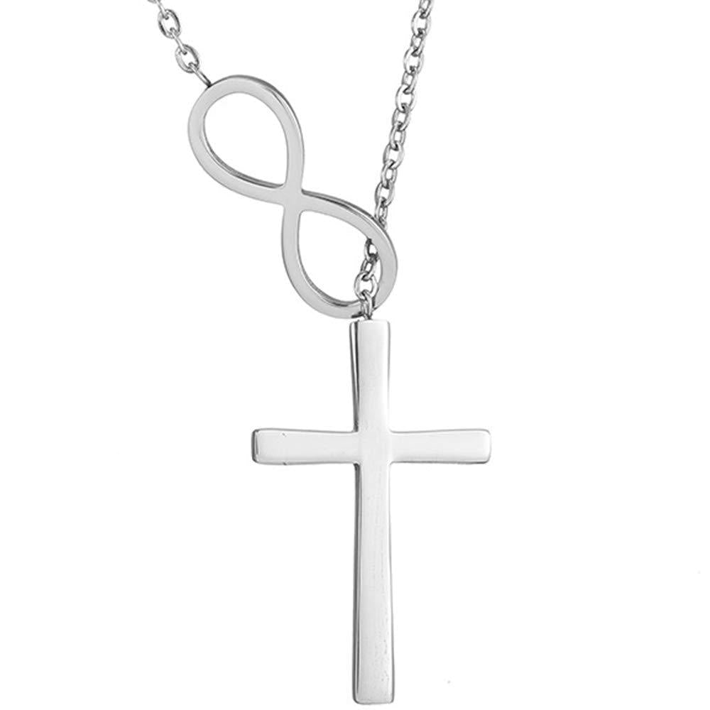 [Australia] - Jude Jewelers Stainless Steel Christian Cross Infinity Charm Collar Necklace Silver 