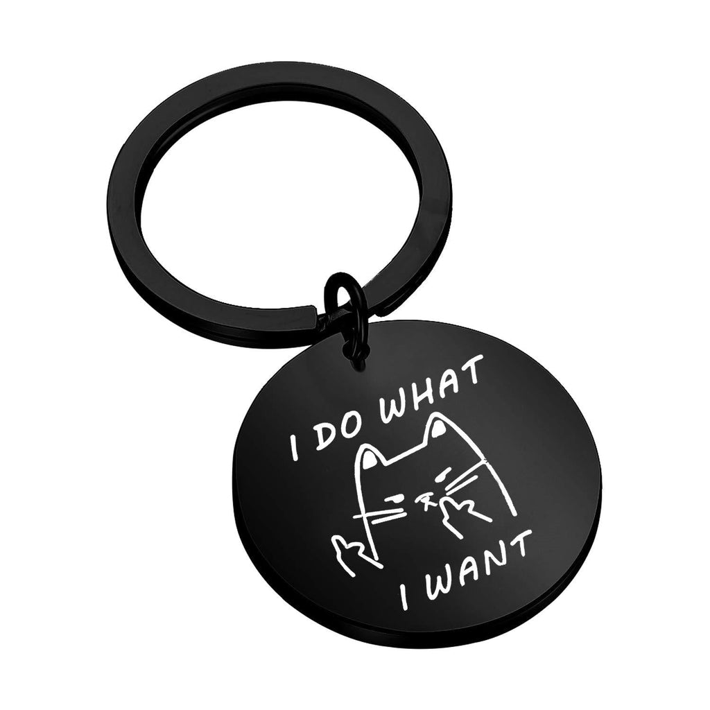 [Australia] - BNQL Funny Cat I Do What I Want Keychain Bracelet Geeky Keyrings Gifts Black 