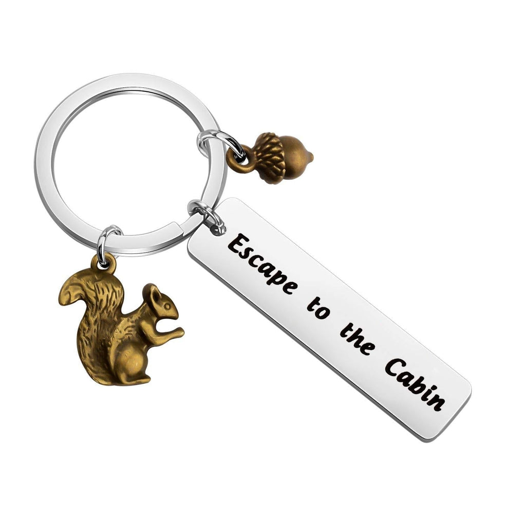 [Australia] - CHOORO Escape to The Cabin Key Chain Cottage County Jewelry Squirrel Charm Lake Life Gift Cabin Gift for Him Escape To The Cabin keychain 