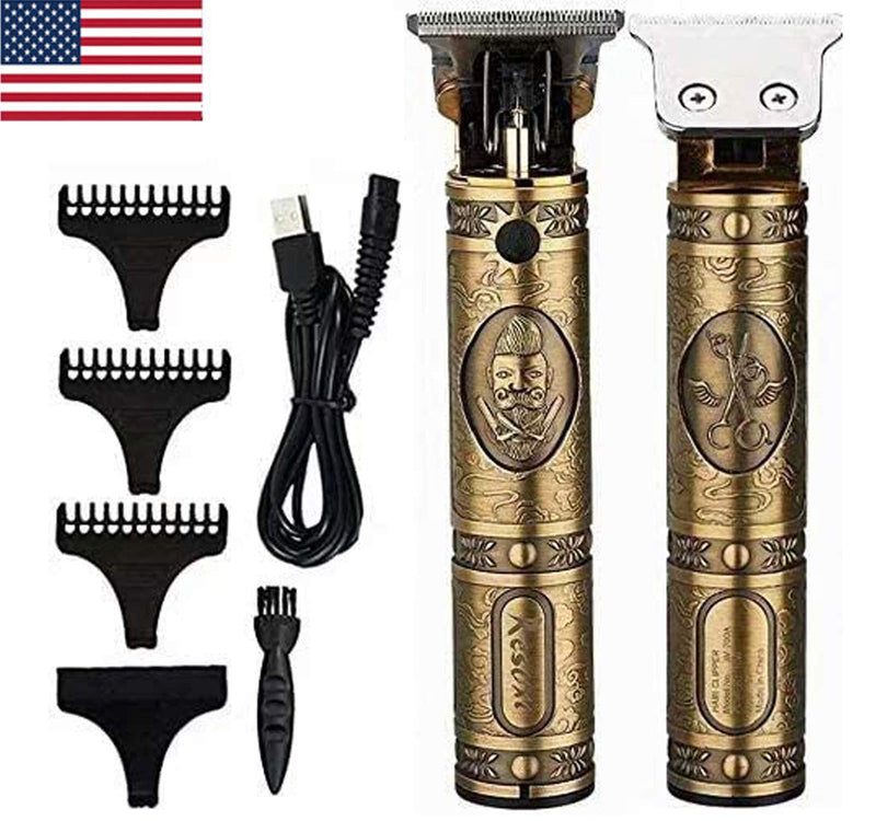 [Australia] - Electric Pro Li Outliner Grooming Rechargeable Cordless Close Cutting T-Blade Trimmer for Men 0mm Baldheaded Hair Clippers Zero Gapped Detail Beard Shaver Barbershop (Gold) 
