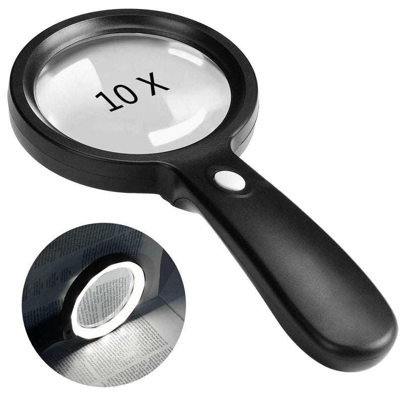 [Australia] - Magnifying Glass with Light, 10X Handheld Large Magnifying Glass 12 LED Illuminated Lighted Magnifier for Macular Degeneration, Seniors Reading, Soldering, Inspection, Coins, Jewelry, Exploring 