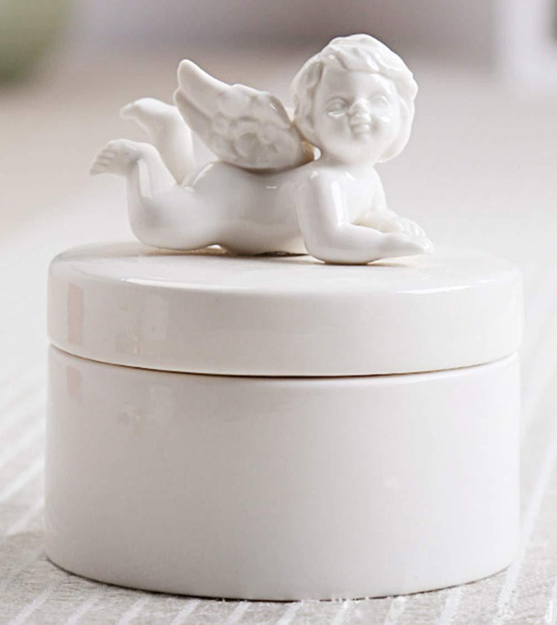 [Australia] - Gishima Ceramic Cherub Trinket Box Angel Figurine Jewelry Box for Jewelry Storage,Ring,Earrings,Trinkets Tower,Wedding Candy Gift Style2 