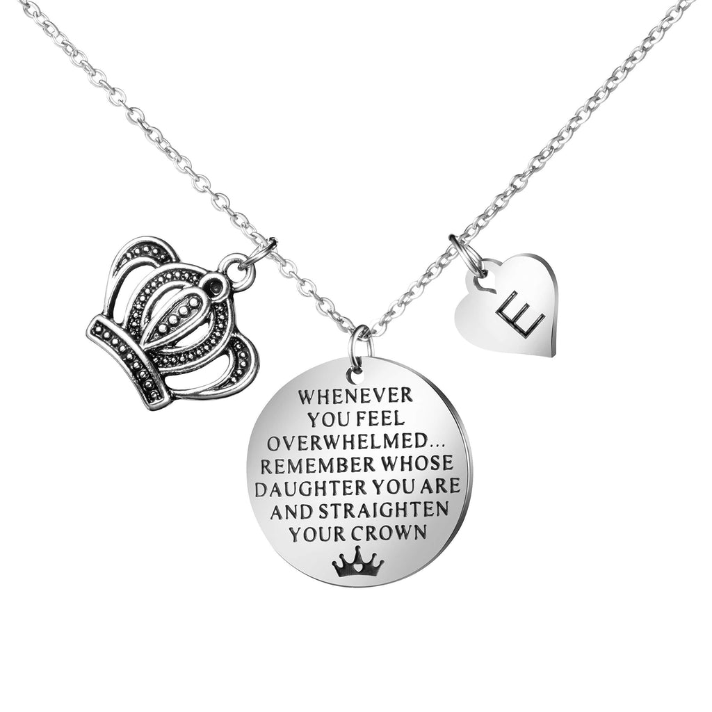 [Australia] - Joycuff Inspirational Gifts to My Daughter from Mom Dad Whenever You Feel Overwhelmed Remember Whose Straighten Your Crown Personalized Initial Letter Necklaces for Her E 