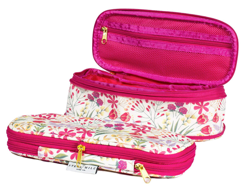 [Australia] - Steel Mill & Co Big Capacity Pencil Case Holder, Cute Floral Expandable Travel Zipper Pouch, Storage Organizer for Art Supplies, Makeup, Toiletries, and Tech Accessories, Wildflowers 