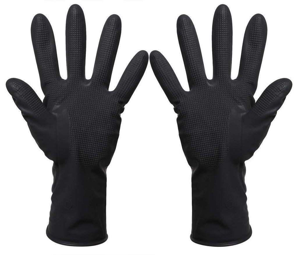 [Australia] - Reusable Latex Hair Dye Gloves, Professional Black Salon Hair Color Rubber Gloves, 5 Pairs (5 left+5 right), Medium M(5 left+5 right) 