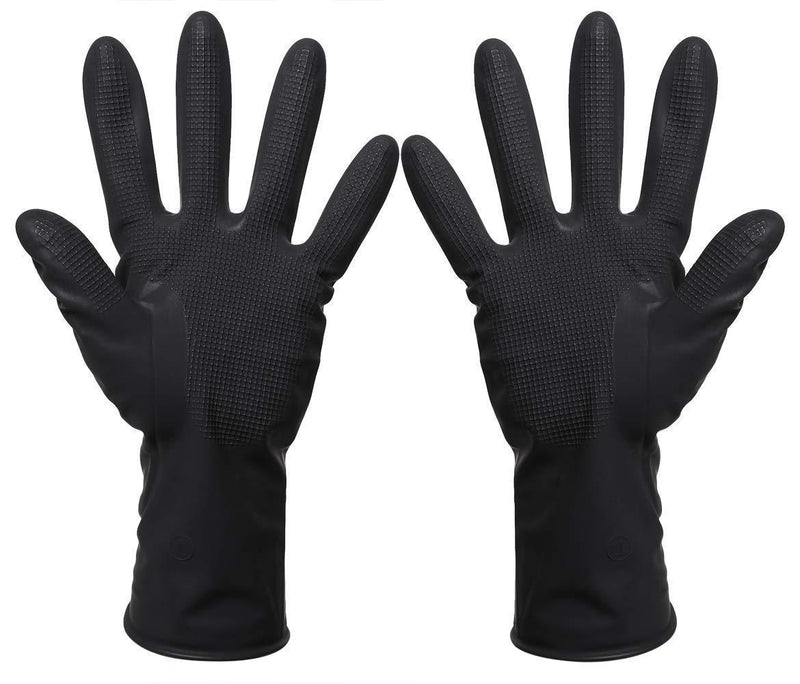 [Australia] - Reusable Latex Hair Dye Gloves, Professional Black Salon Hair Color Rubber Gloves, 5 Pairs (5 left+5 right), Medium M(5 left+5 right) 