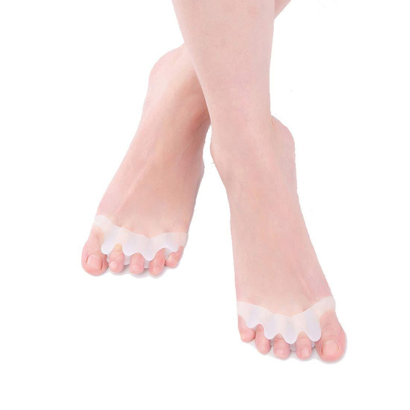 [Australia] - Yoga Gel Toe Separators, Toe Stretcher, Toe Straightener Spreader, Silicone Toe Spacers Foot Pain Relief, Gel Bunions Corrector, Toe Separators for Hammer Toe, Overlapping Toes, Hallux Valgus, 2 Pairs White 
