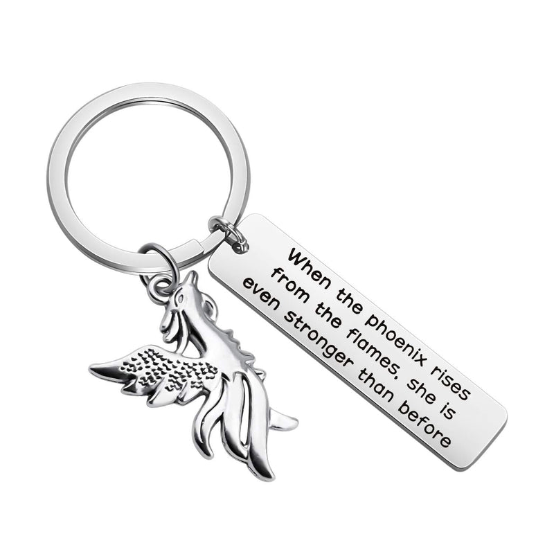 [Australia] - CYTING Phoenix Inspirational Quote Keychain Phoenix Bird Jewelry Motivational Gift When The Phoenix Rises from The Flames She is Even Stronger Than Before Phoenix keychain 