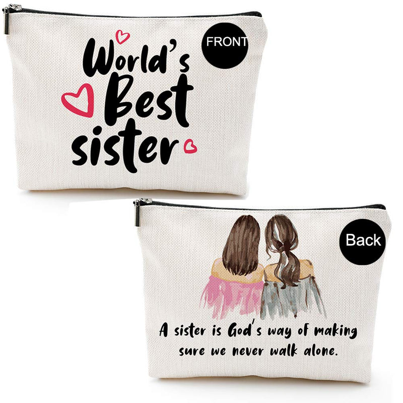 [Australia] - World's Best Sister-Makeup Bag-Sister Gifts from Sister, Brother,Sister Birthday Gift-Rakhi Gift Funny Best Sister Gifts For Soul Sister, Big Sister,Little Sister,BlackGold 