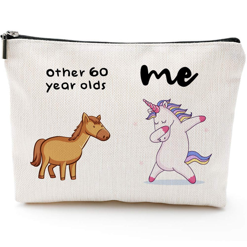 [Australia] - 1960 Birthday Gifts for Women, 60 Years Old Birthday Gifts-60th Birthday Gifts for Women - Makeup Bag for Mom, Wife, Friend, Sister, Her, Colleague, Coworker(Makeup bag-60th Unicorn) 