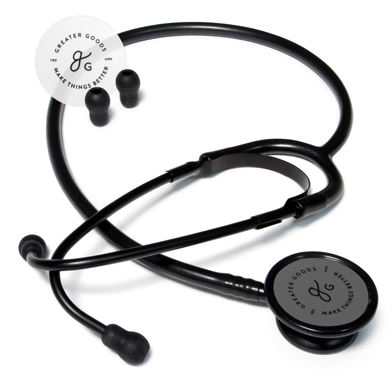 [Australia] - GreaterGoods Dual-Head Stethoscope, Designed for Basic at Home, Routine Physical Assessing Heart and Lung Examinations (Matte Black, Aluminum) 
