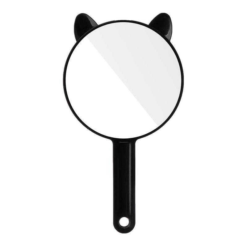 [Australia] - TOPYHL Cat Hand Mirror Travel Handheld Mirror Cat Ear Shaped Cosmetic Mirror with Handle (Black) Black 