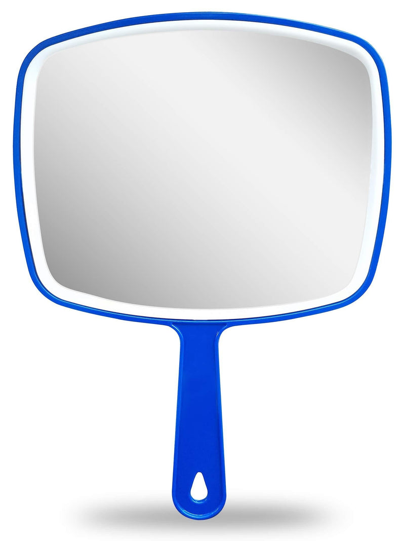 [Australia] - Hand Mirror,Extra Large Handheld Mirror with Handle, Makeup Mirror,Salon Barbers Hairdressers Hand Mirror,Wide Angle 7.3″W×10.4″L,Blue Blue 