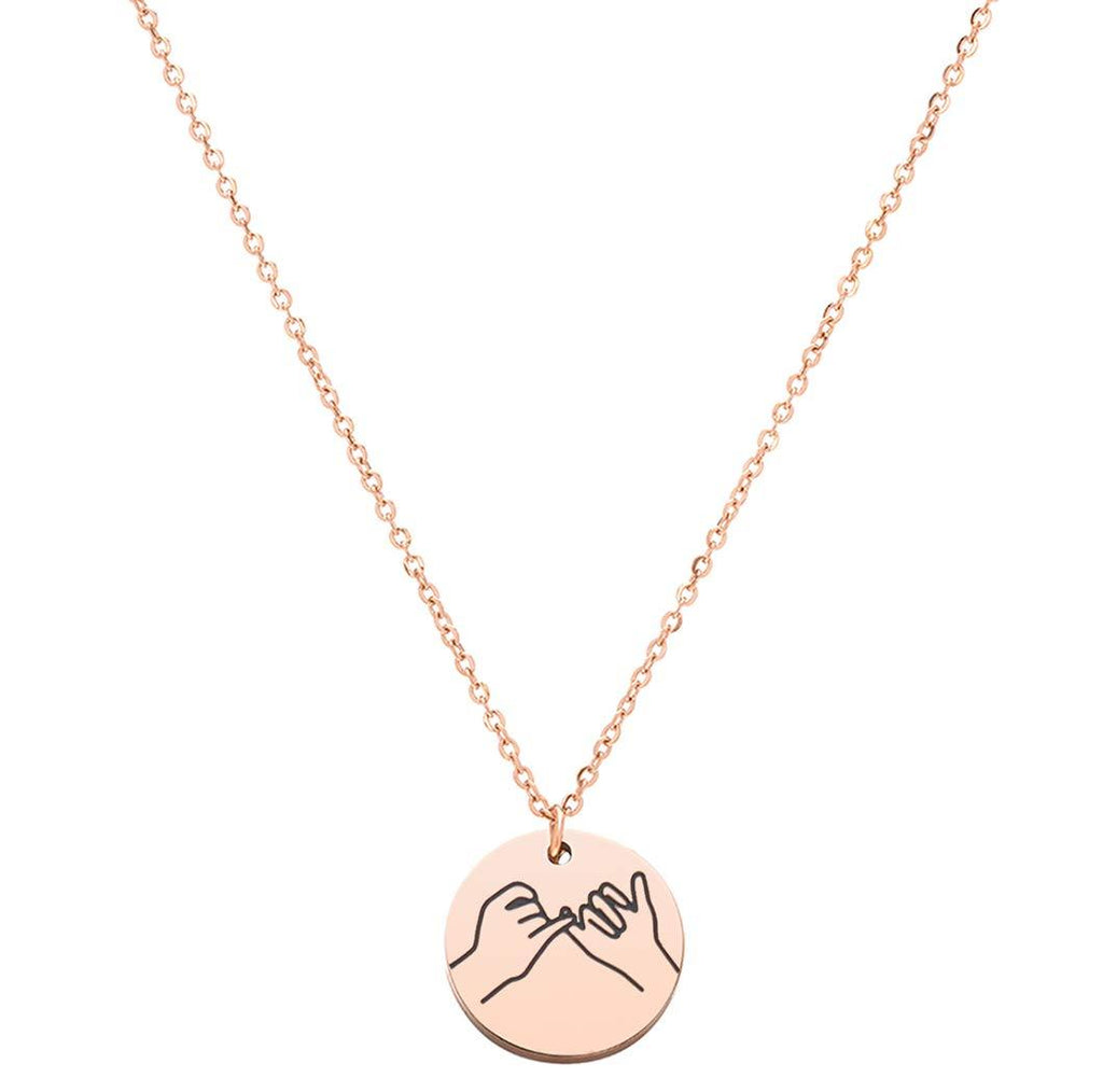 [Australia] - Meibai Pinky Swear Necklace for Best Friend Hand Gestures Necklace Bestie Necklace Pinky Promise Necklace Sisters BFF Gift Rose Gold 