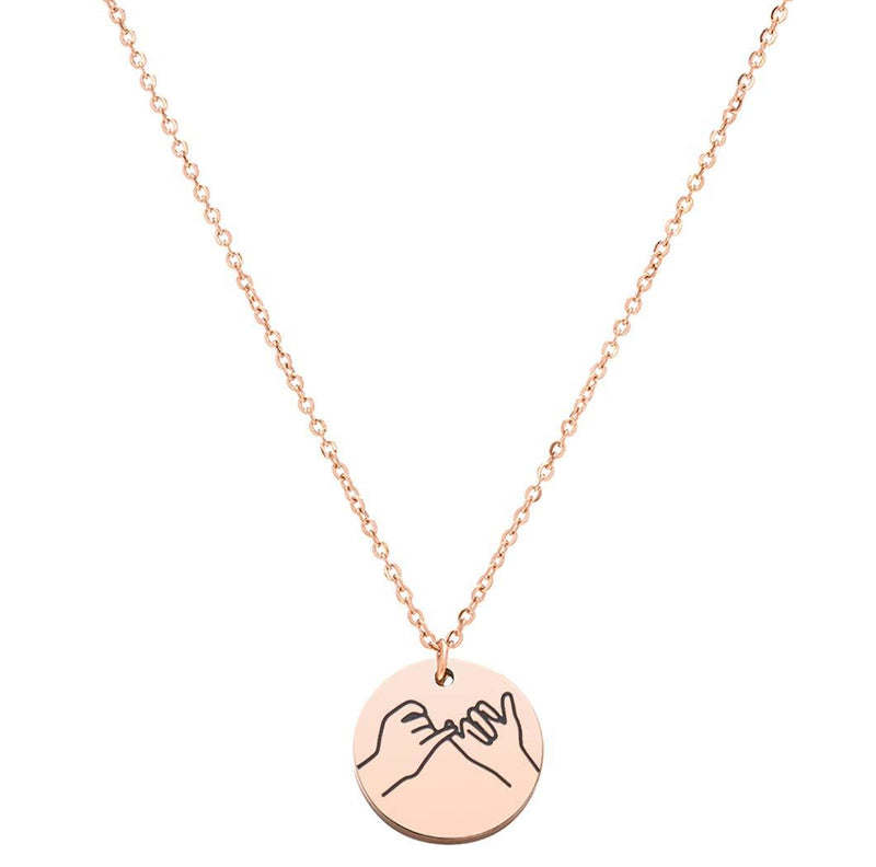 [Australia] - Meibai Pinky Swear Necklace for Best Friend Hand Gestures Necklace Bestie Necklace Pinky Promise Necklace Sisters BFF Gift Rose Gold 