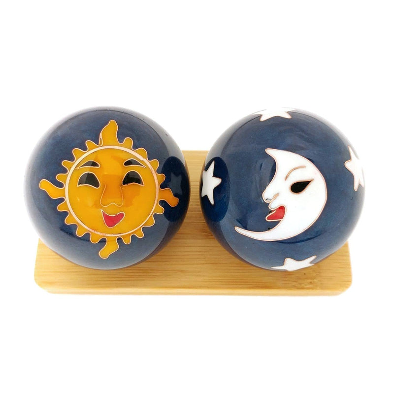 [Australia] - Top Chi Sun and Moon Baoding Balls with Bamboo Stand Large 2 Inch 