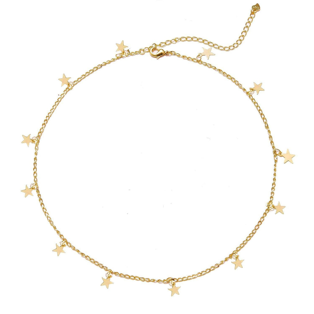 [Australia] - Long tiantian Star Choker Necklace for Women Handmade Delicate Star Necklace Choker for Girls Gold 