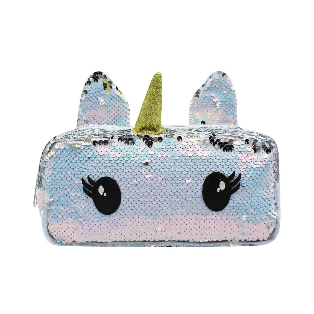 [Australia] - mossty Girl's Purse Glitter Reversible Sequins Unicorn Cartoon Coin Wallet Makeup Bag Cosmetic Storage Bag for Kids ( silver) 