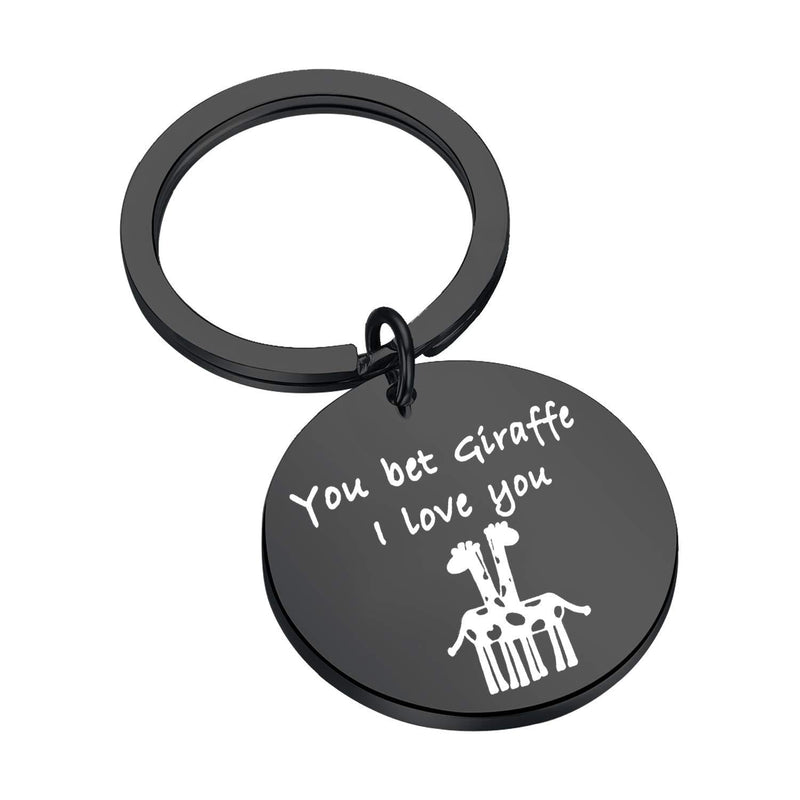 [Australia] - SEIRAA You Bet Giraffe I Love You Keychain Funny for Boyfriend Girlfriend Giraffe Lover Jewelry Friendship Keychain black Giraffe keychain 