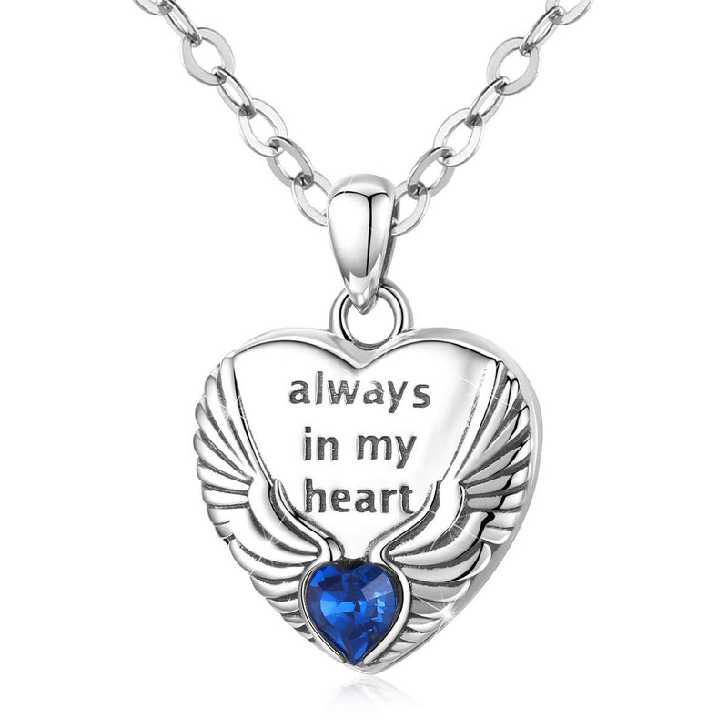 [Australia] - Angel Wings Heart Locket Necklace That Holds Pictures with Cubic Zicornia, Always In My Heart 925 Sterling Silver Photo Necklaces for Women Girls Jewelry Gifts 