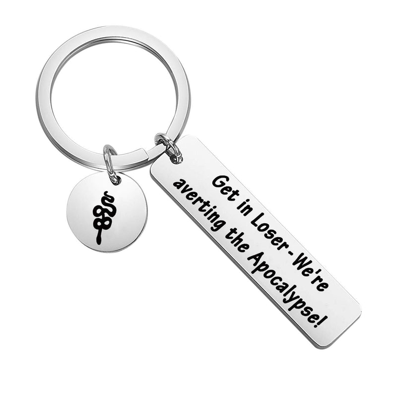 [Australia] - HOLLP Good Omens Gift Get in Loser We're Averting The Apocalypse Keychain Aziraphale and Crowley Gift for Good Omens Fans 