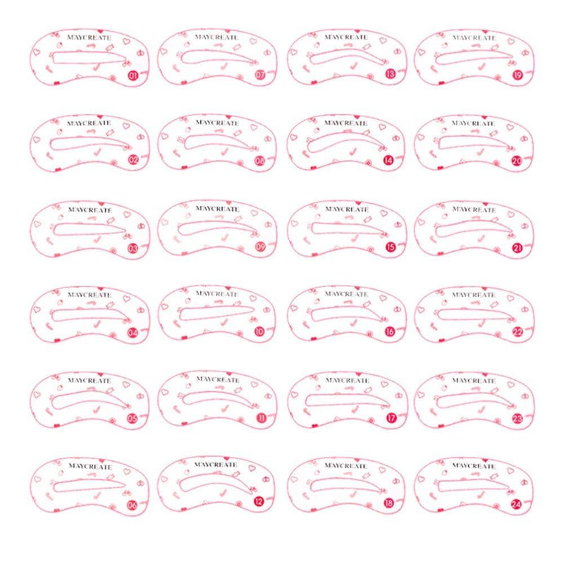 [Australia] - 24 PCS Eyebrow Shaping Stencils, The Reusable Eyebrows Grooming Stencil Kit, Eyebrow Grooming Stencil Kit Shaping Templates DIY Tools 