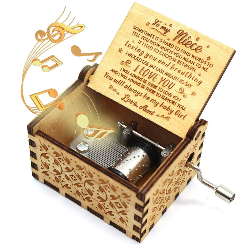 [Australia] - ukebobo Wooden Music Box- You are My Sunshine Music Box, from Aunt to Niece, Unique Music Box for Kids - 1 Set 