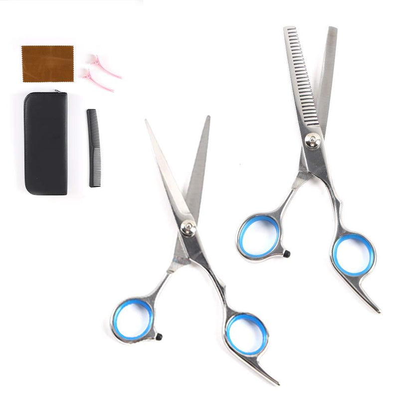 [Australia] - Professional Hair Cutting Scissors Thinning Teeth Shears with Carbon Comb Set Stainless Steel 6.5 inch Razor Edge Haircut Shears Kit for Home, Salon, Barber Two Scissors 