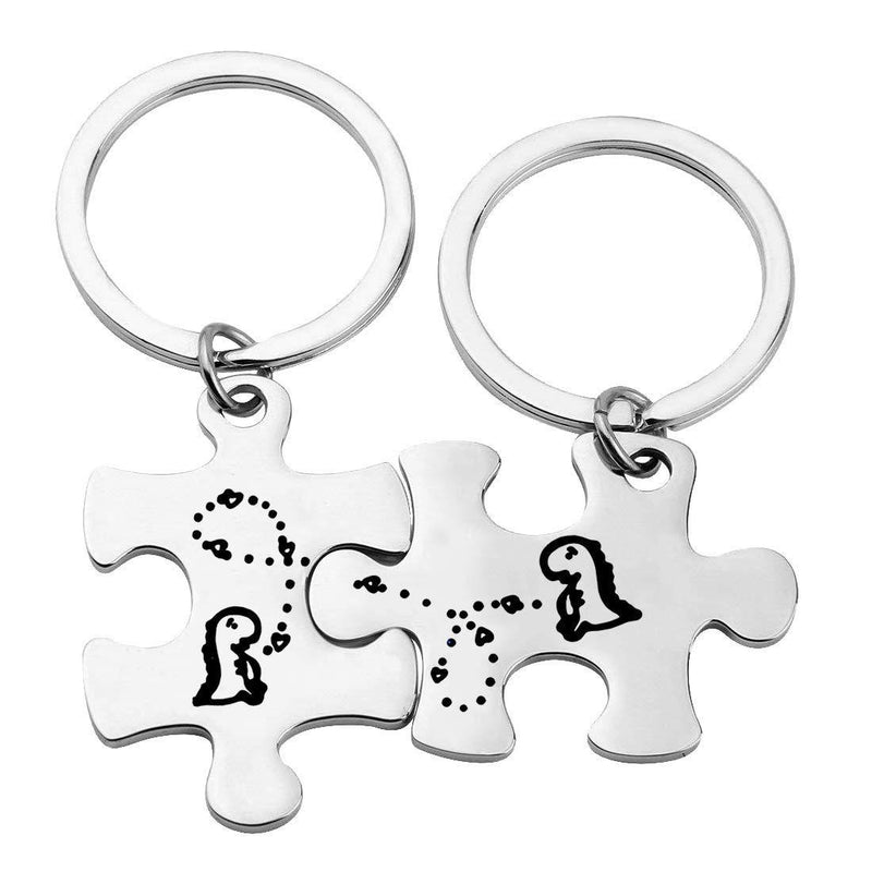 [Australia] - PLITI Dinosaur Couple Gifts Dinosaur Puzzle Keychain Set Dino Fans Gift Animal Lover Gift Funny Dinosaur Obsessed Gift Dino Geeky Nerdy Gift for Couple BFF dinosaur puzzle 2 