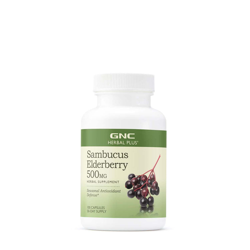 [Australia] - GNC Herbal Plus Sambucus Elderberry 500mg | Provides Antioxidant Support | 100 Capsules 