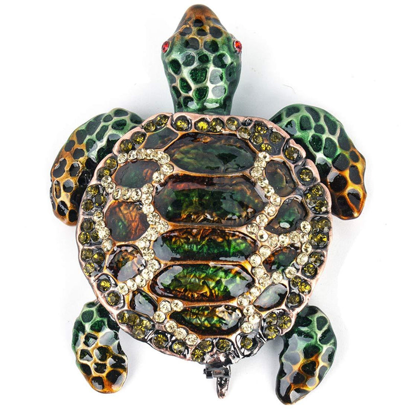 [Australia] - Green Turtle Animal Trinket Boxes,Rhinestones Jeweled Jewelry Box Hinged Collectible,Turtle Lover Gifts 